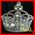 Belleza Rhinestone Reina corona de concurso para la venta, corona completa de cristal redondo, coronas gran concurso